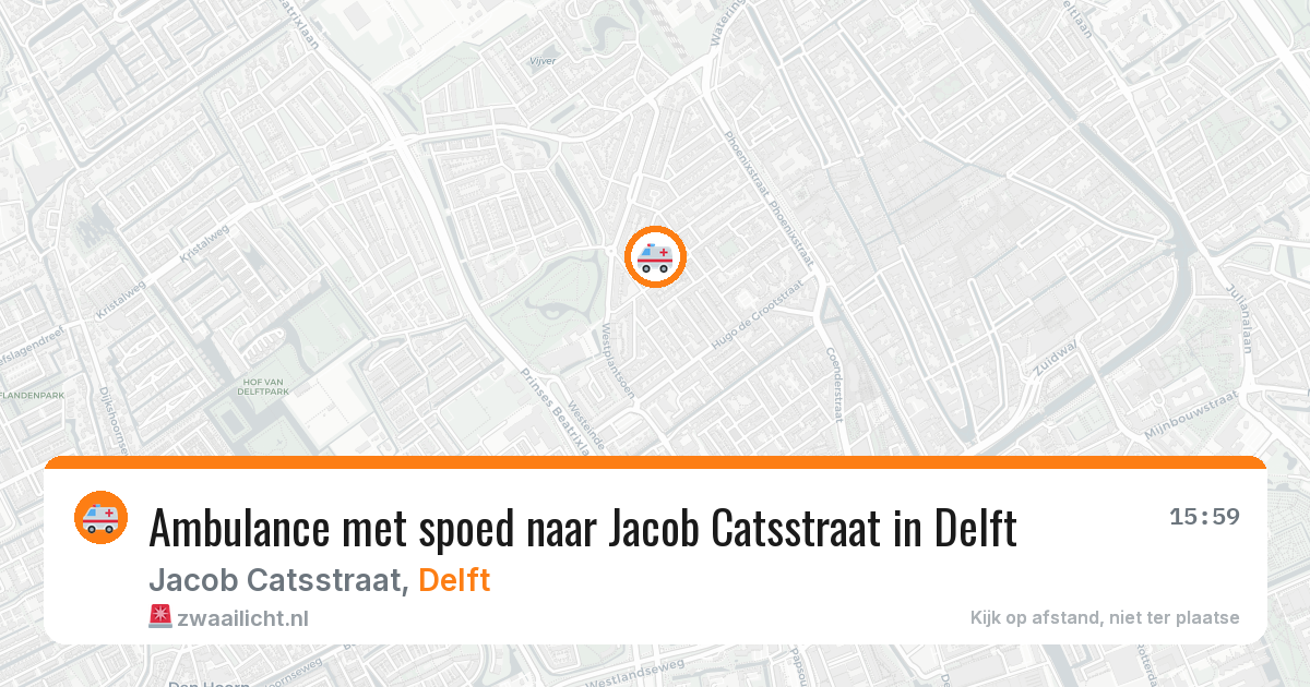 Ambulance met spoed naar Jacob Catsstraat in Delft — 23 mei 2026