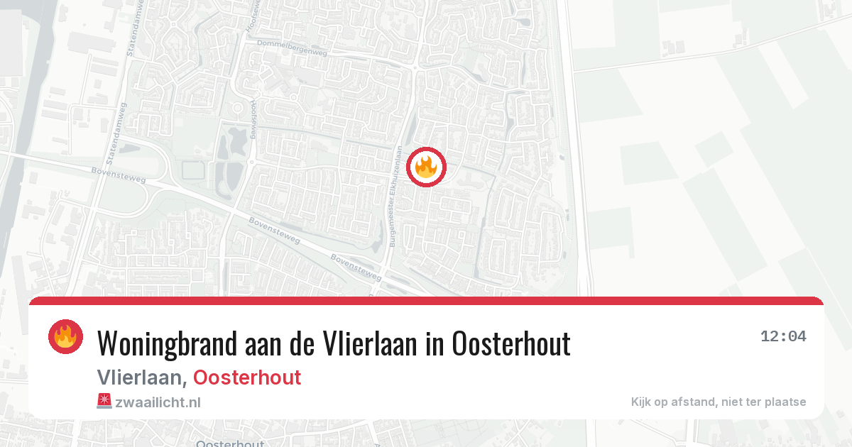 Woningbrand aan de Vlierlaan in Oosterhout — 28 mrt 2026