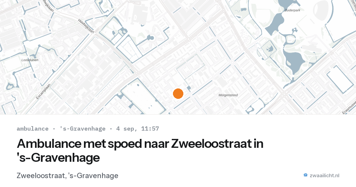 Ambulance met spoed naar Zweeloostraat in 's-Gravenhage — 4 sep 2026