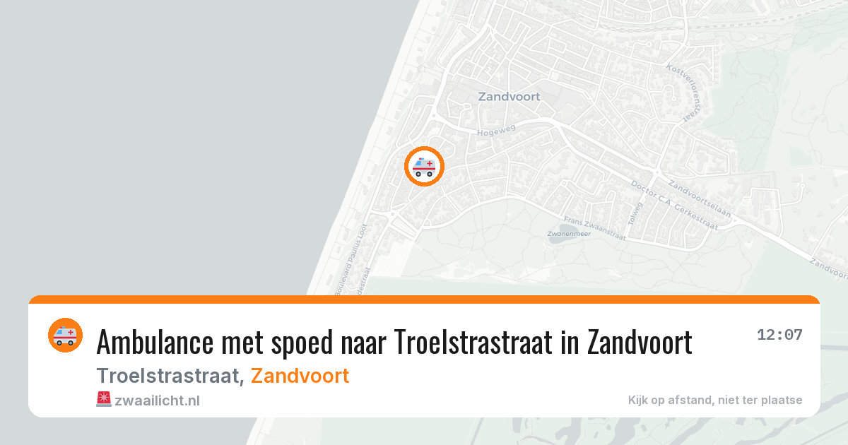 Ambulance met spoed naar Troelstrastraat in Zandvoort — 5 jun 2026