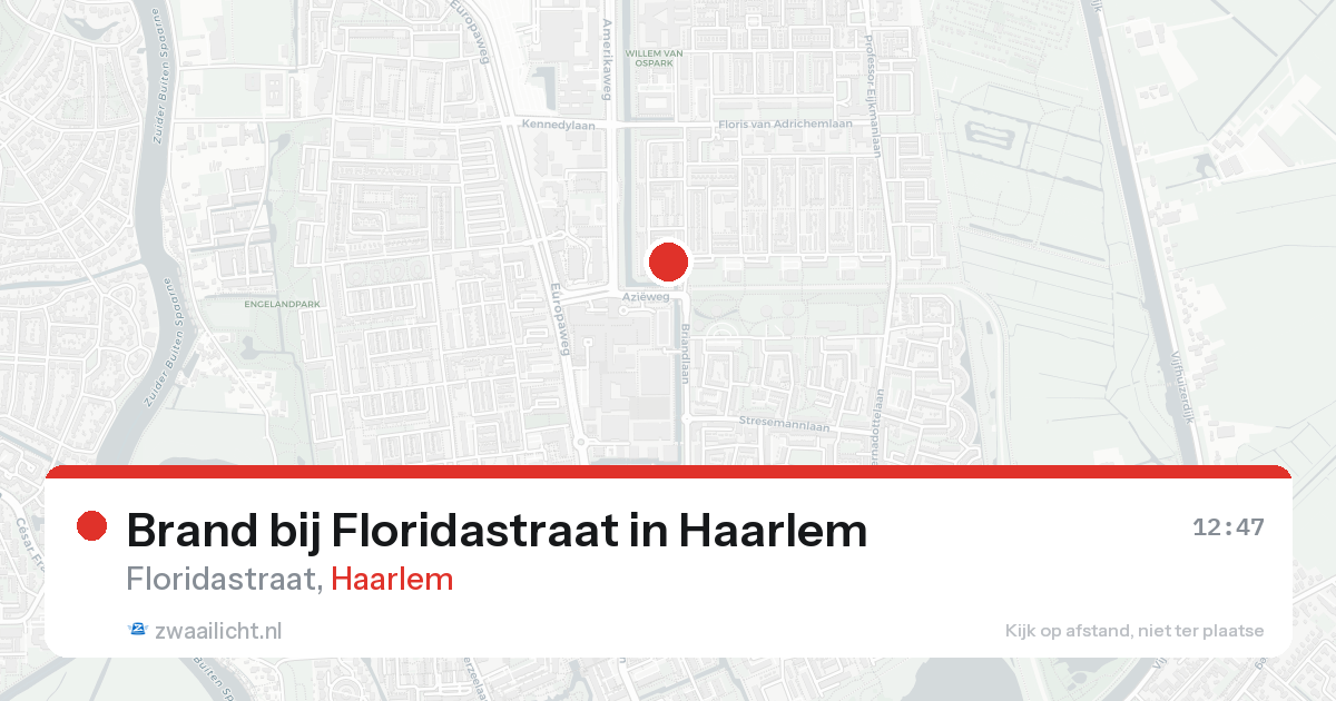 Brand bij Floridastraat in Haarlem — 16 aug 2026