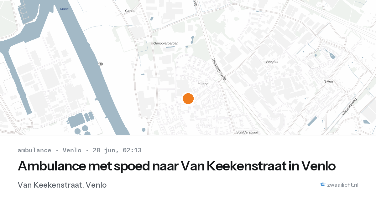 Ambulance met spoed naar Van Keekenstraat in Venlo — 28 jun 2026