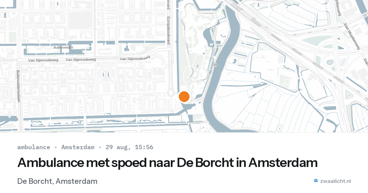 Ambulance met spoed naar De Borcht in Amsterdam — 29 aug 2026