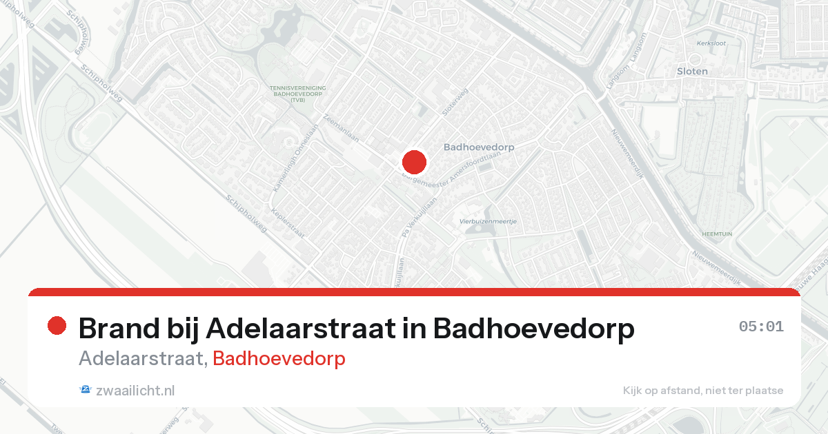 Brand bij Adelaarstraat in Badhoevedorp — 16 aug 2026