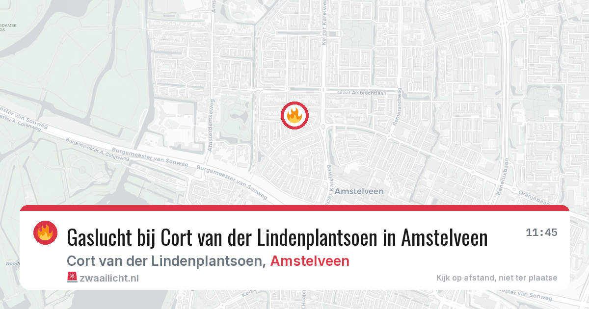 Gaslucht bij Cort van der Lindenplantsoen in Amstelveen — 29 mei 2026