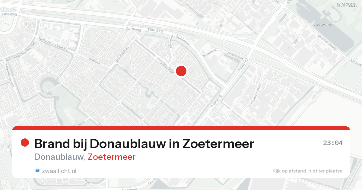 Brand bij Donaublauw in Zoetermeer — 15 aug 2026