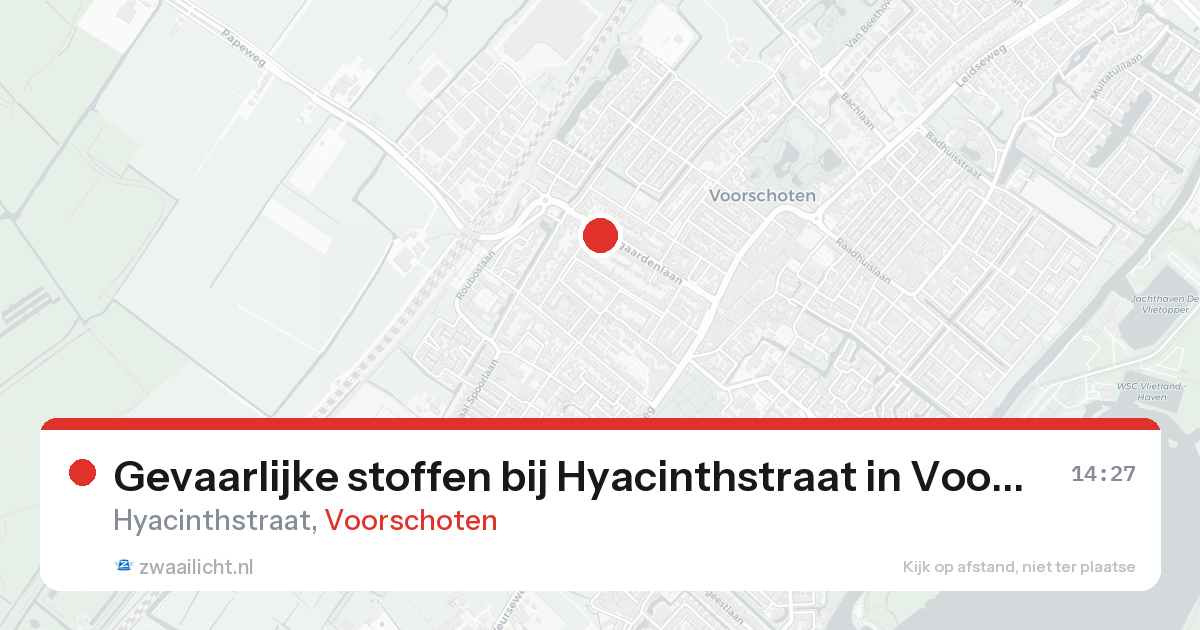 Gevaarlijke stoffen bij Hyacinthstraat in Voorschoten — 25 aug 2026