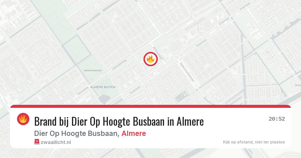 Brand bij Dier Op Hoogte Busbaan in Almere — 9 aug 2026