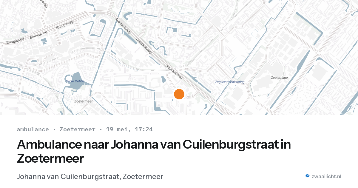 Ambulance naar Johanna van Cuilenburgstraat in Zoetermeer — 19 mei 2026