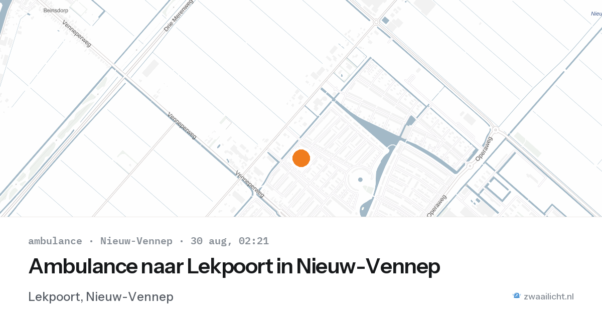Ambulance naar Lekpoort in Nieuw-Vennep — 30 aug 2026