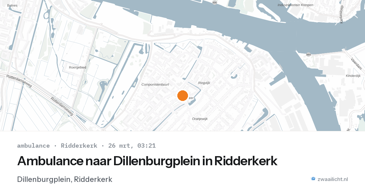 Ambulance naar Dillenburgplein in Ridderkerk — 26 mrt 2026