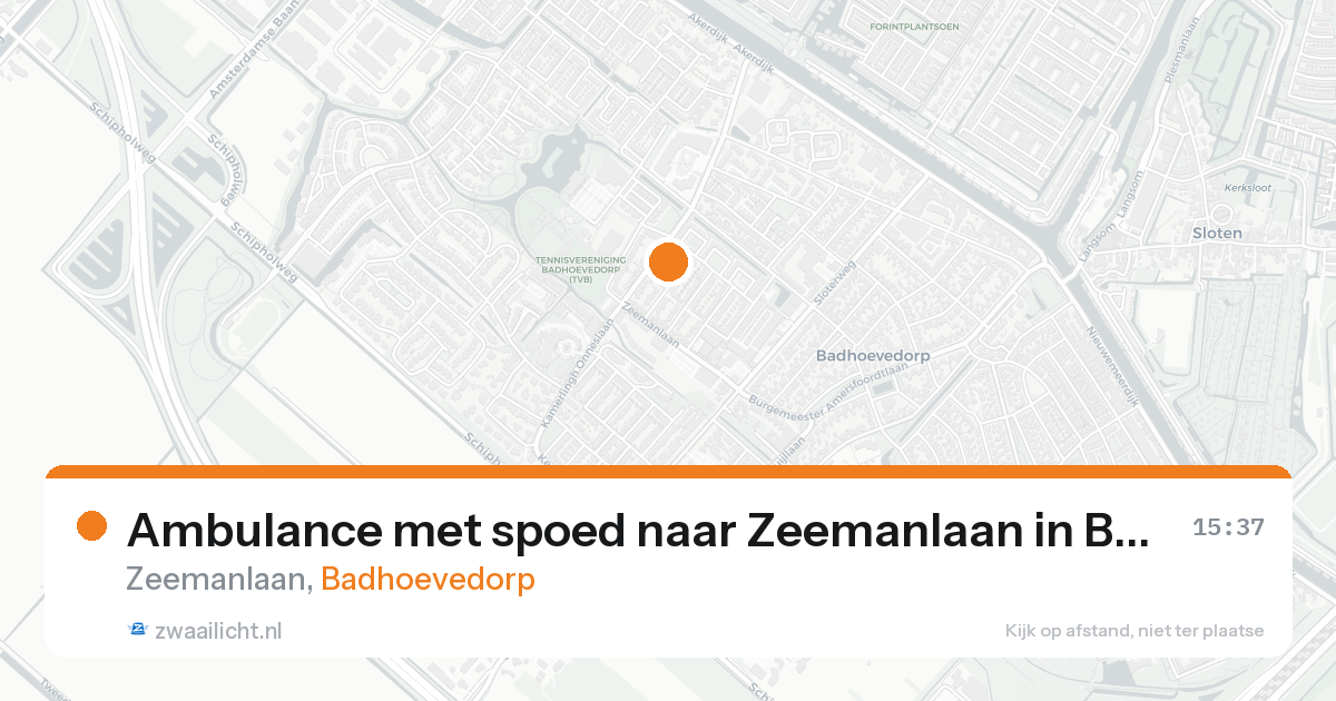 Ambulance met spoed naar Zeemanlaan in Badhoevedorp — 24 aug 2026