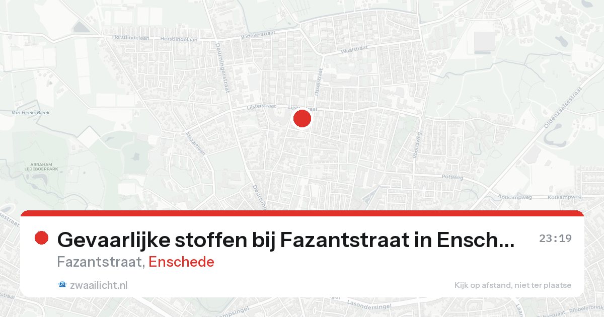 Gevaarlijke stoffen bij Fazantstraat in Enschede — 21 aug 2026