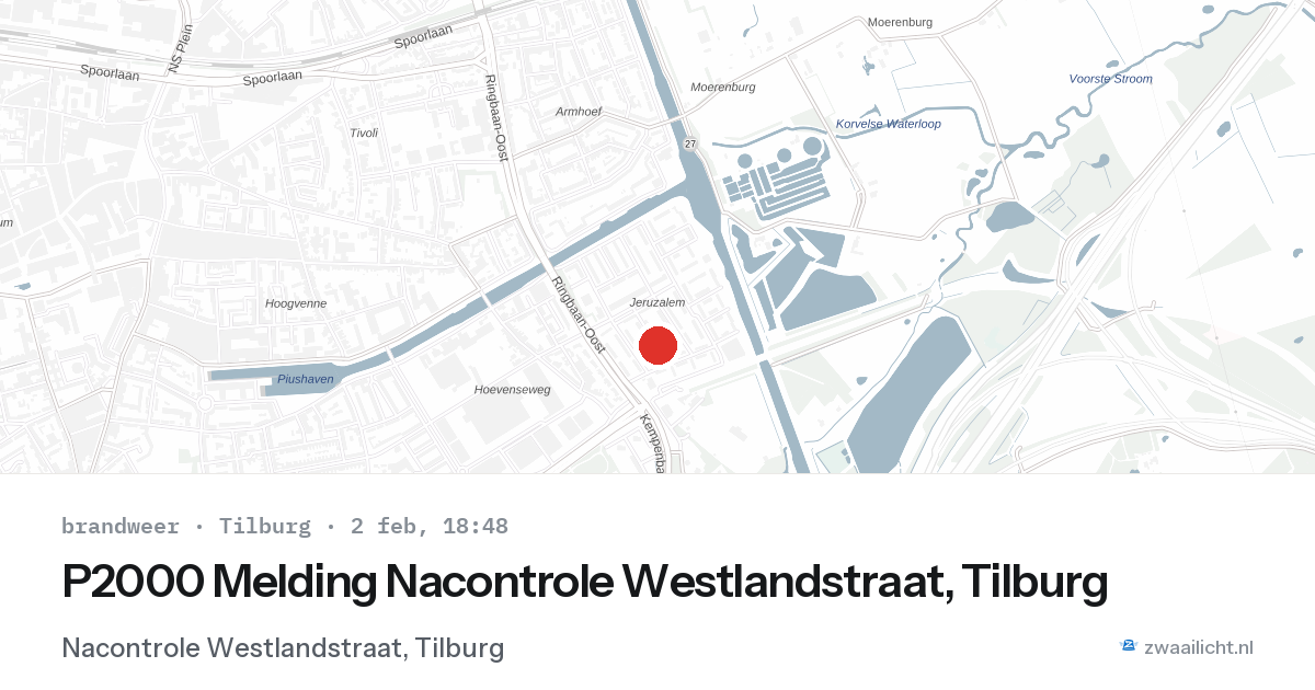 P2000 Melding Nacontrole Westlandstraat, Tilburg — 2 feb 2026