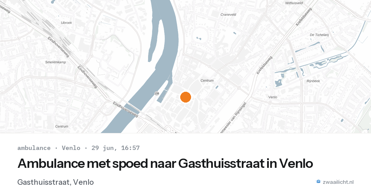Ambulance met spoed naar Gasthuisstraat in Venlo — 29 jun 2026