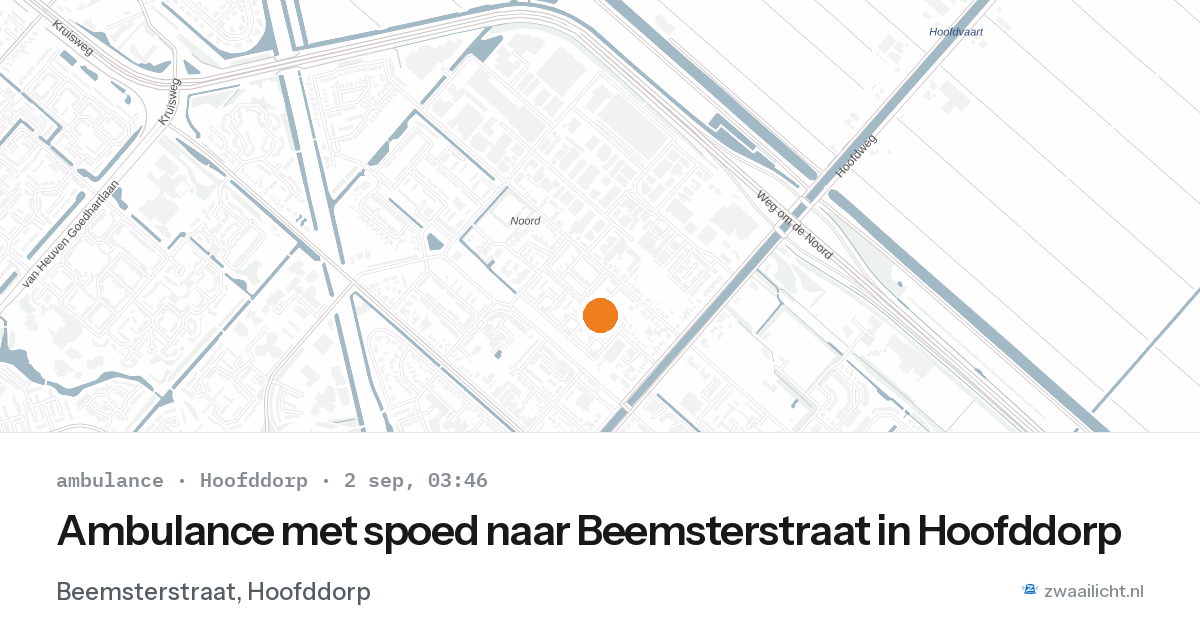 Ambulance met spoed naar Beemsterstraat in Hoofddorp — 2 sep 2026