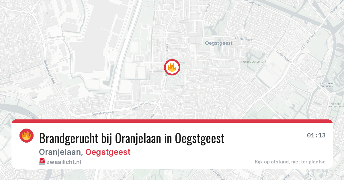 Brandgerucht bij Oranjelaan in Oegstgeest — 7 aug 2026