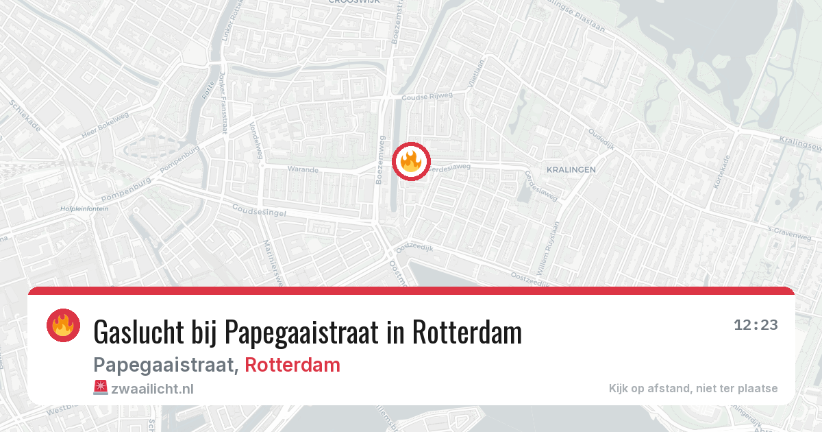 Gaslucht bij Papegaaistraat in Rotterdam — 8 aug 2026