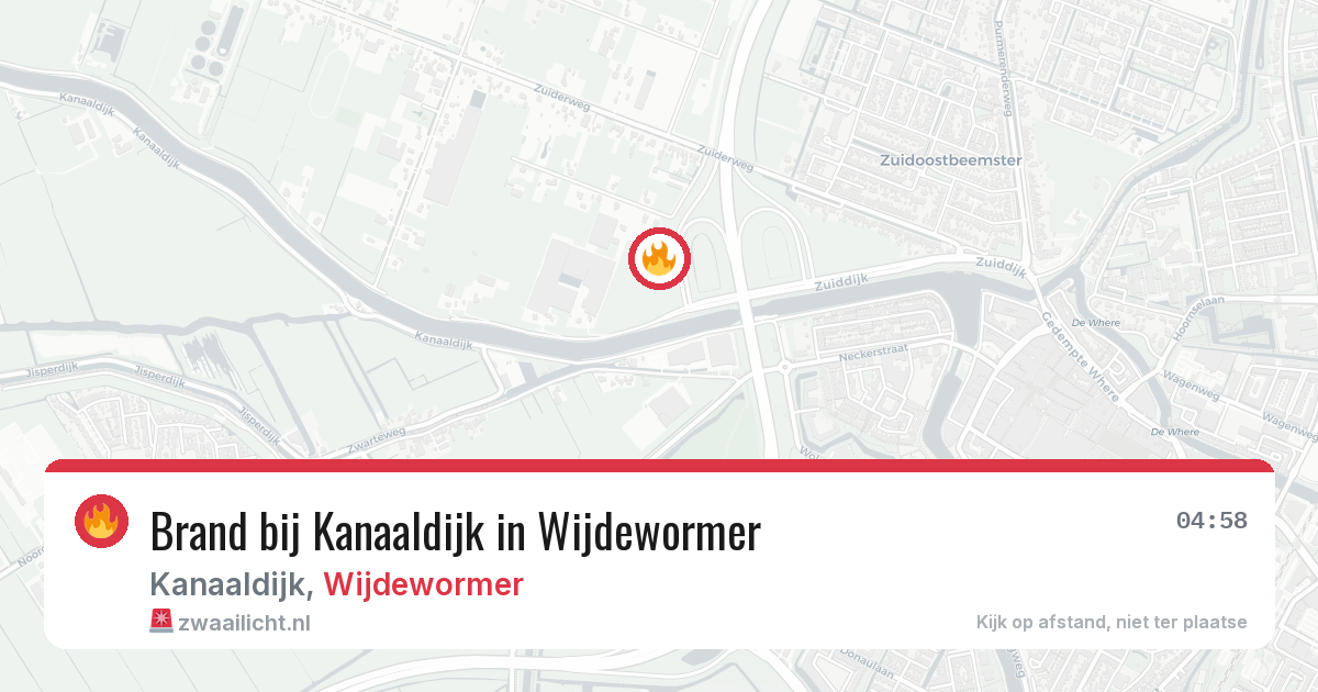 Brand bij Kanaaldijk in Wijdewormer — 29 jun 2026