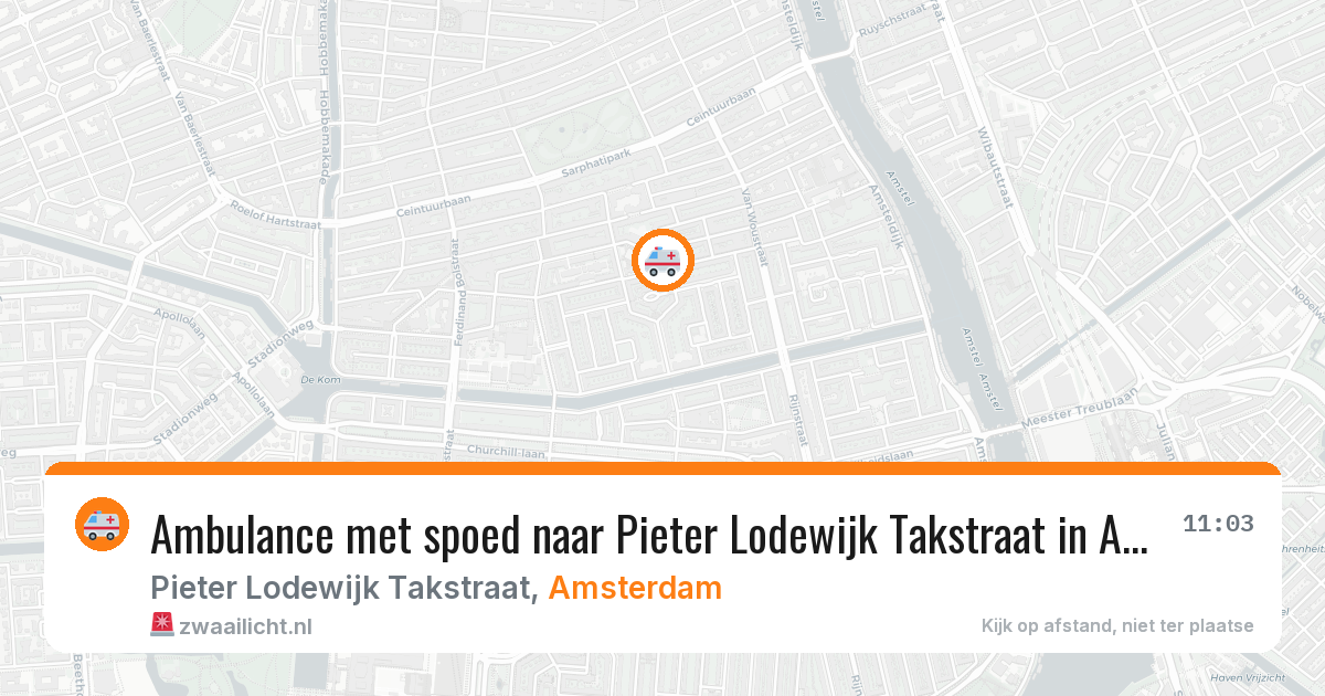 Ambulance met spoed naar Pieter Lodewijk Takstraat in Amsterdam — 18 jul 2026