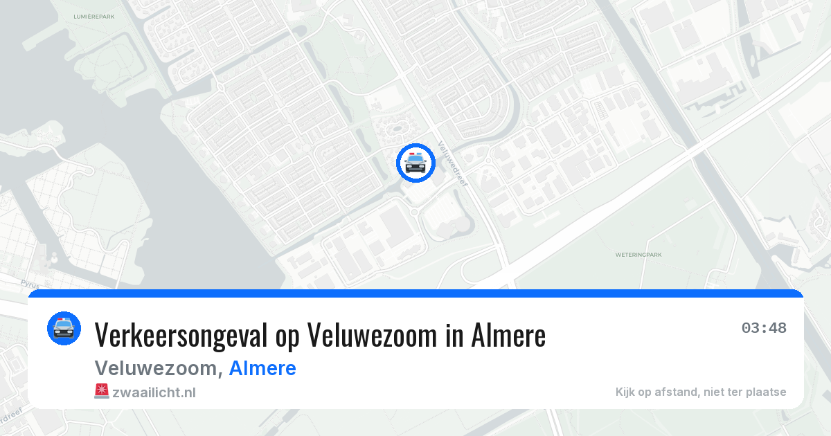 Verkeersongeval op Veluwezoom in Almere — 6 aug 2026