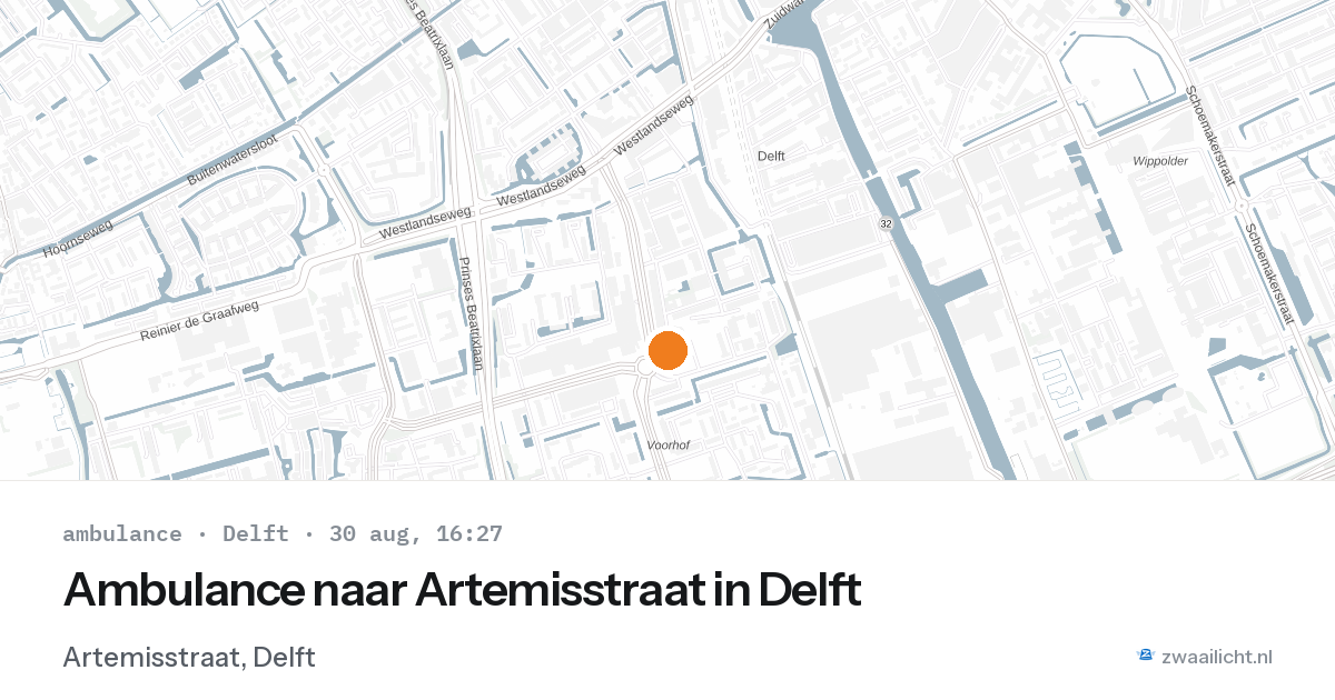 Ambulance naar Artemisstraat in Delft — 30 aug 2026