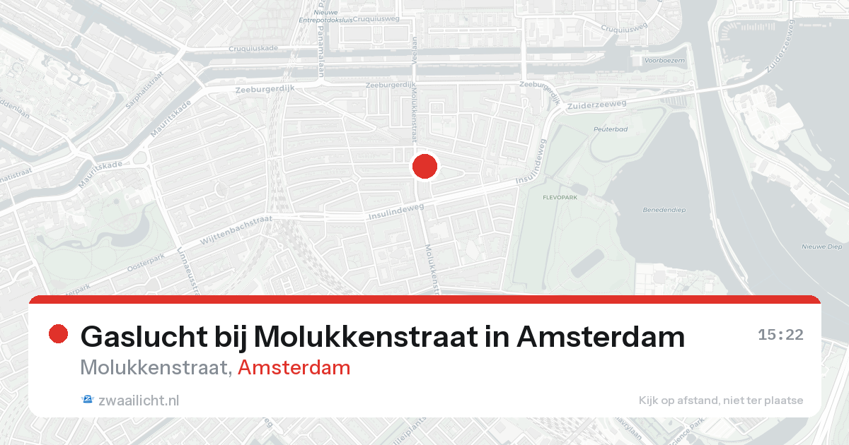 Gaslucht bij Molukkenstraat in Amsterdam — 25 aug 2026