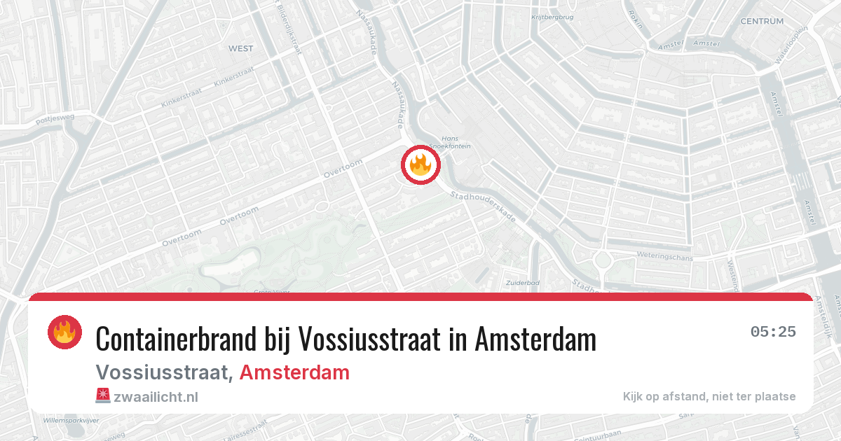 Containerbrand bij Vossiusstraat in Amsterdam — 19 mei 2026