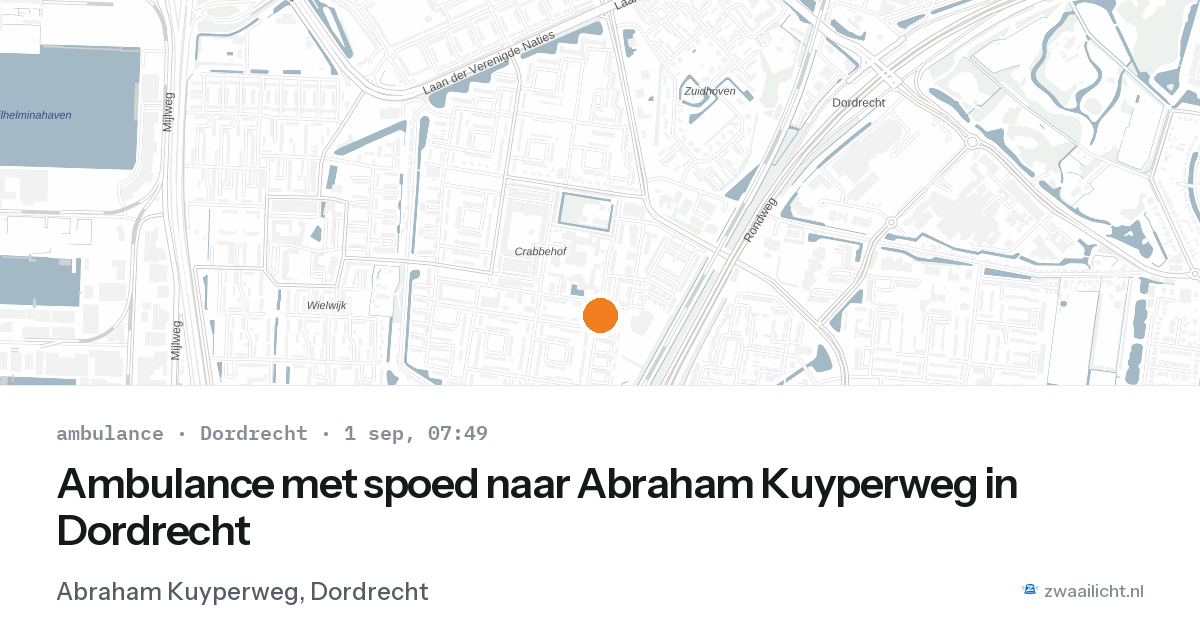 Ambulance met spoed naar Abraham Kuyperweg in Dordrecht — 1 sep 2026