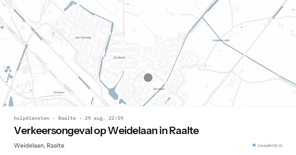Verkeersongeval op Weidelaan in Raalte — 29 aug 2026