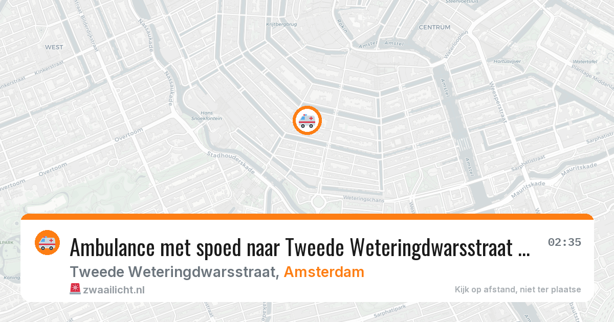 Ambulance met spoed naar Tweede Weteringdwarsstraat in Amsterdam — 3 mei 2026