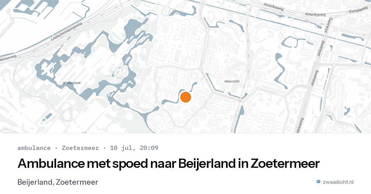 Ambulance met spoed naar Beijerland in Zoetermeer — 10 jul 2026