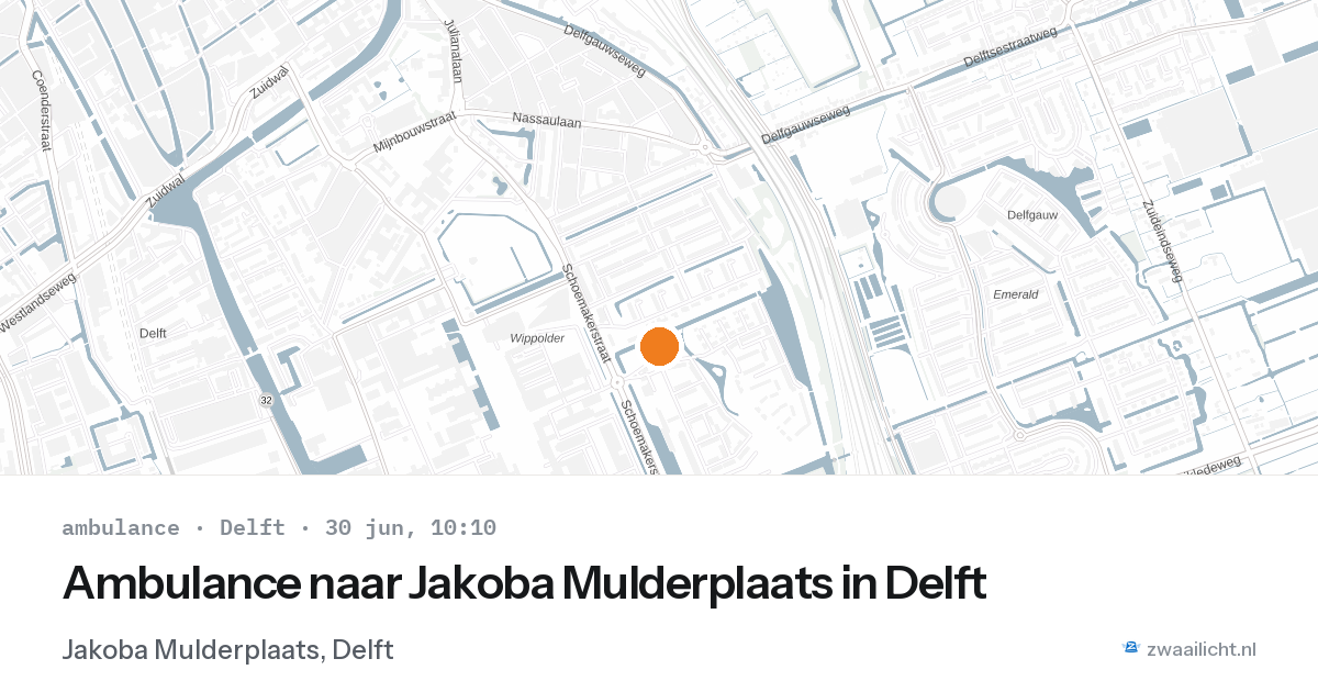 Ambulance naar Jakoba Mulderplaats in Delft — 30 jun 2026