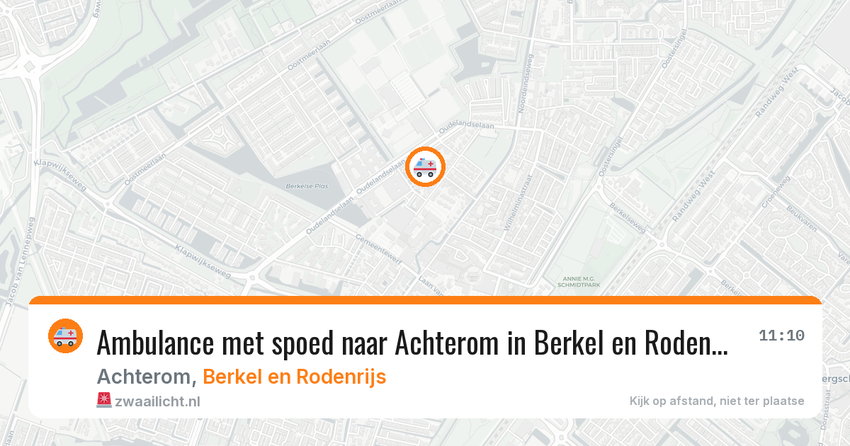 Ambulance met spoed naar Achterom in Berkel en Rodenrijs — 12 aug 2026