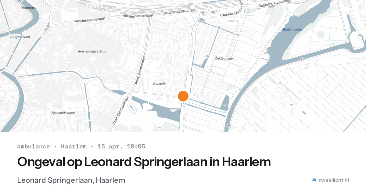 Ongeval op Leonard Springerlaan in Haarlem — 15 apr 2026