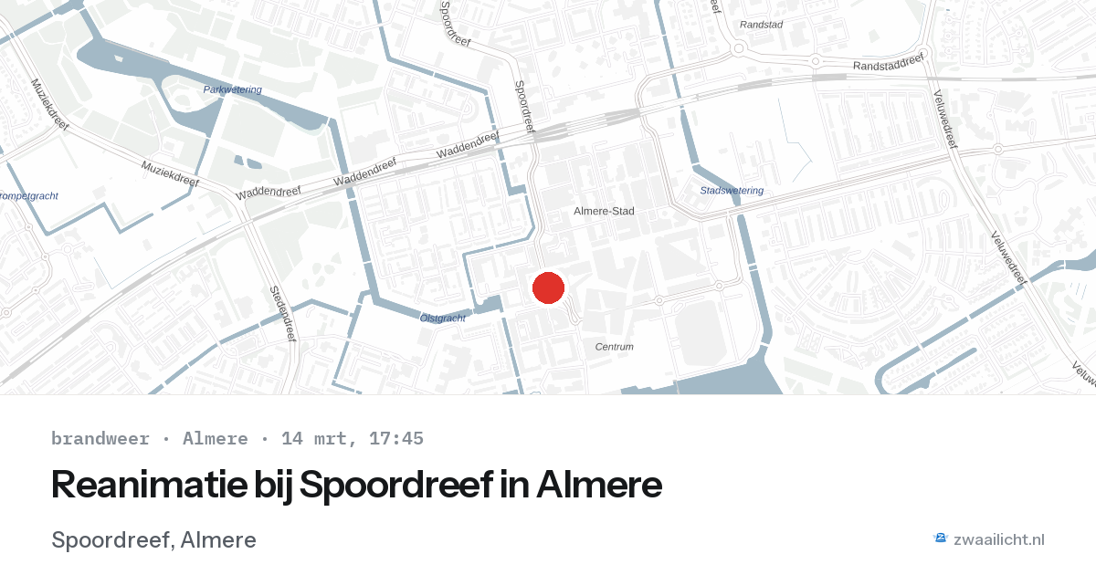 Reanimatie bij Spoordreef in Almere — 14 mrt 2026