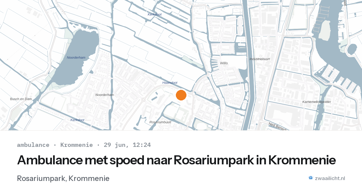 Ambulance met spoed naar Rosariumpark in Krommenie — 29 jun 2026