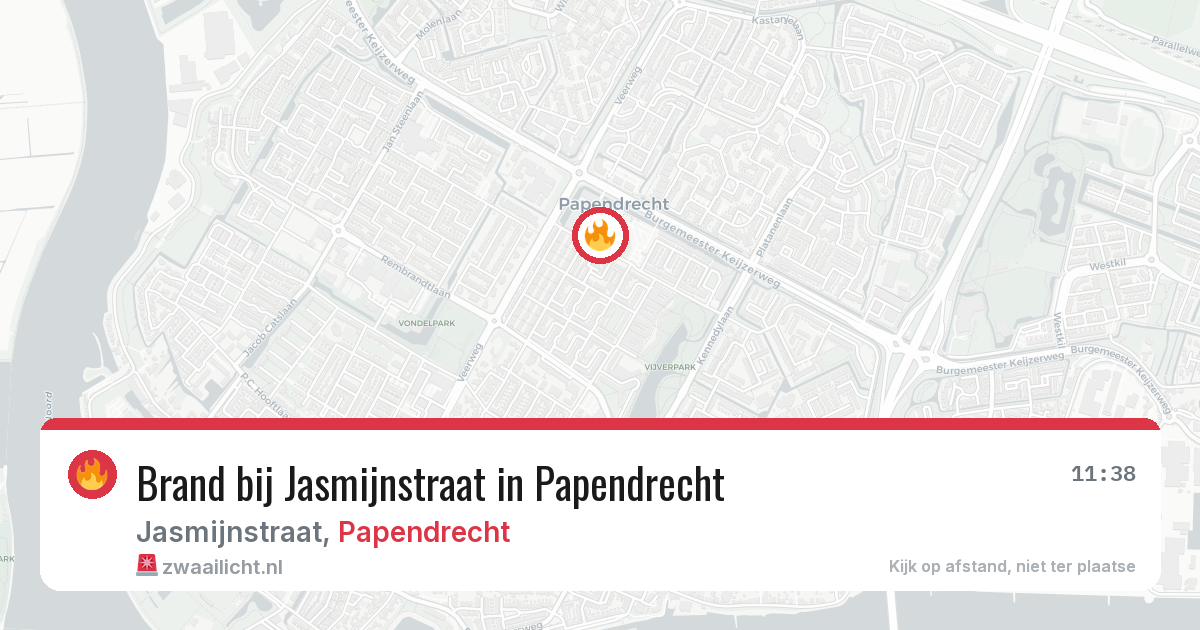 Brand bij Jasmijnstraat in Papendrecht — 11 aug 2026