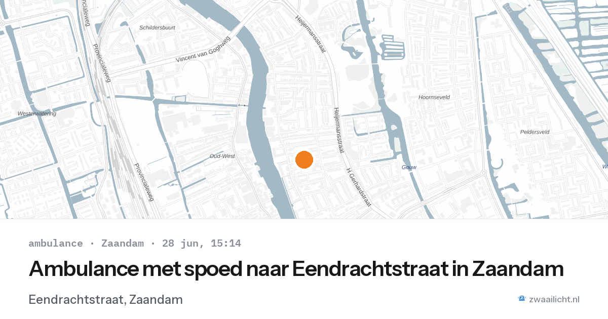 Ambulance met spoed naar Eendrachtstraat in Zaandam — 28 jun 2026