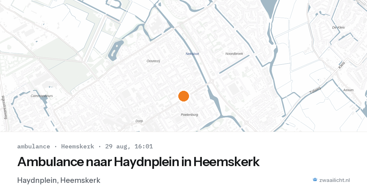 Ambulance naar Haydnplein in Heemskerk — 29 aug 2026