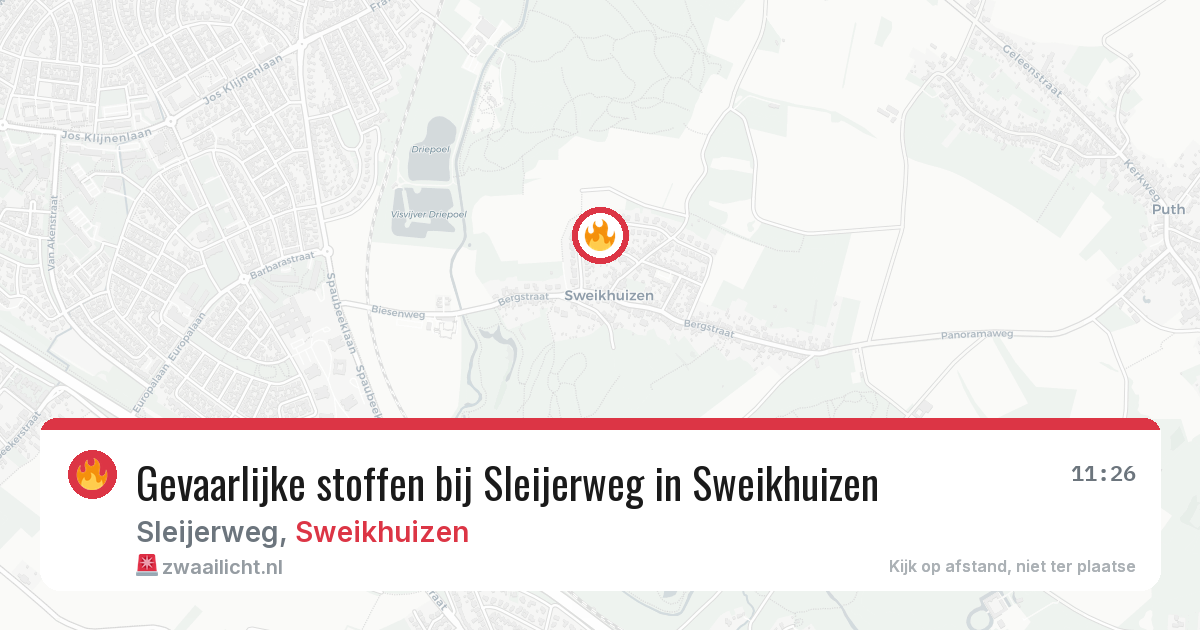 Gevaarlijke stoffen bij Sleijerweg in Sweikhuizen — 22 apr 2026