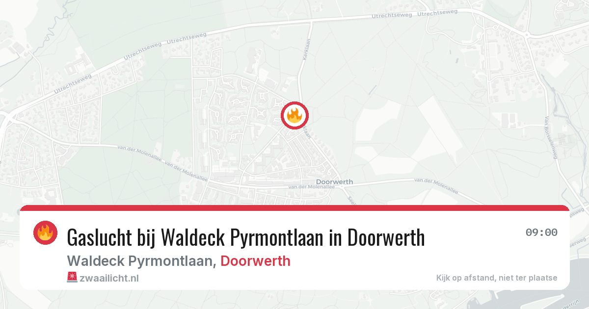 Gaslucht bij Waldeck Pyrmontlaan in Doorwerth — 26 jun 2026