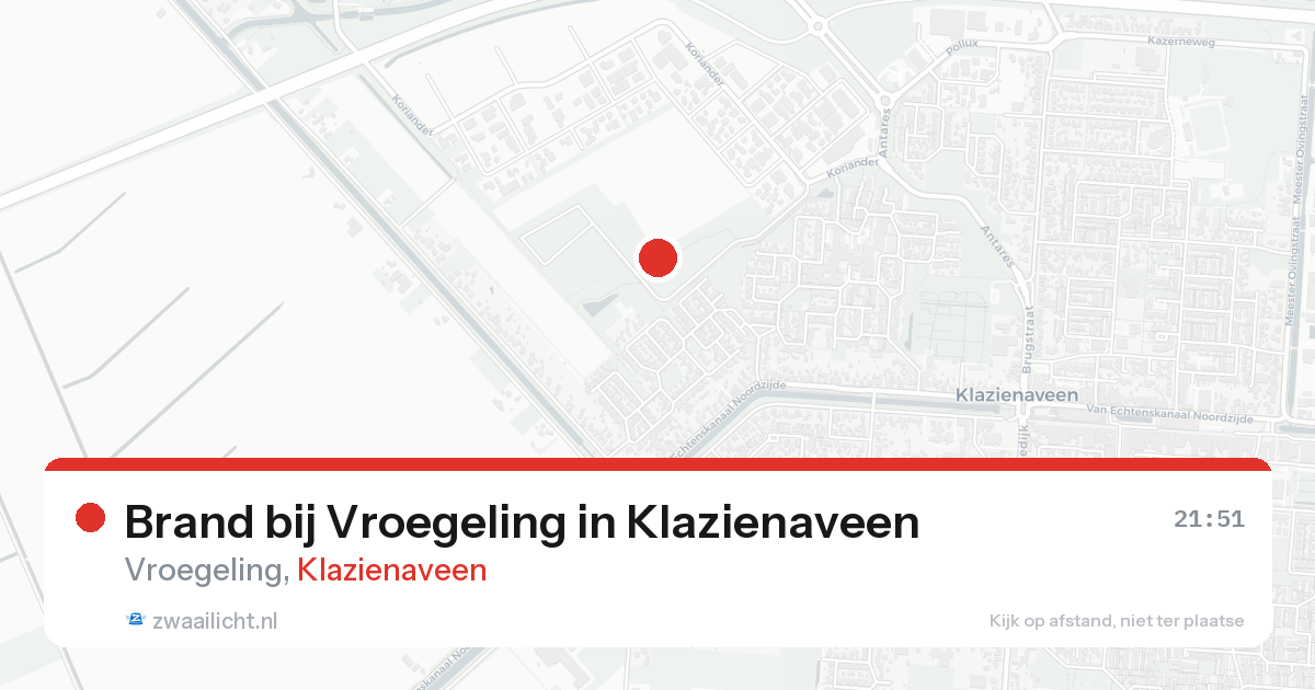 Brand bij Vroegeling in Klazienaveen — 15 aug 2026