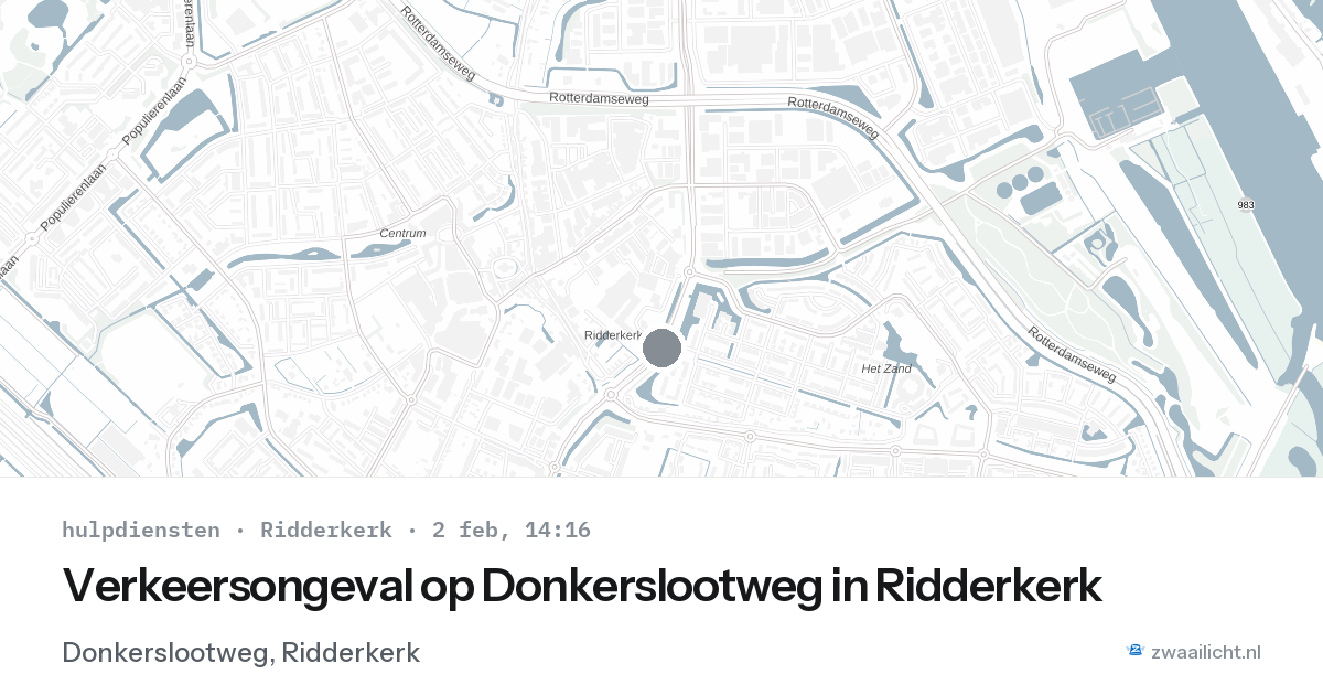 Verkeersongeval op Donkerslootweg in Ridderkerk — 2 feb 2026