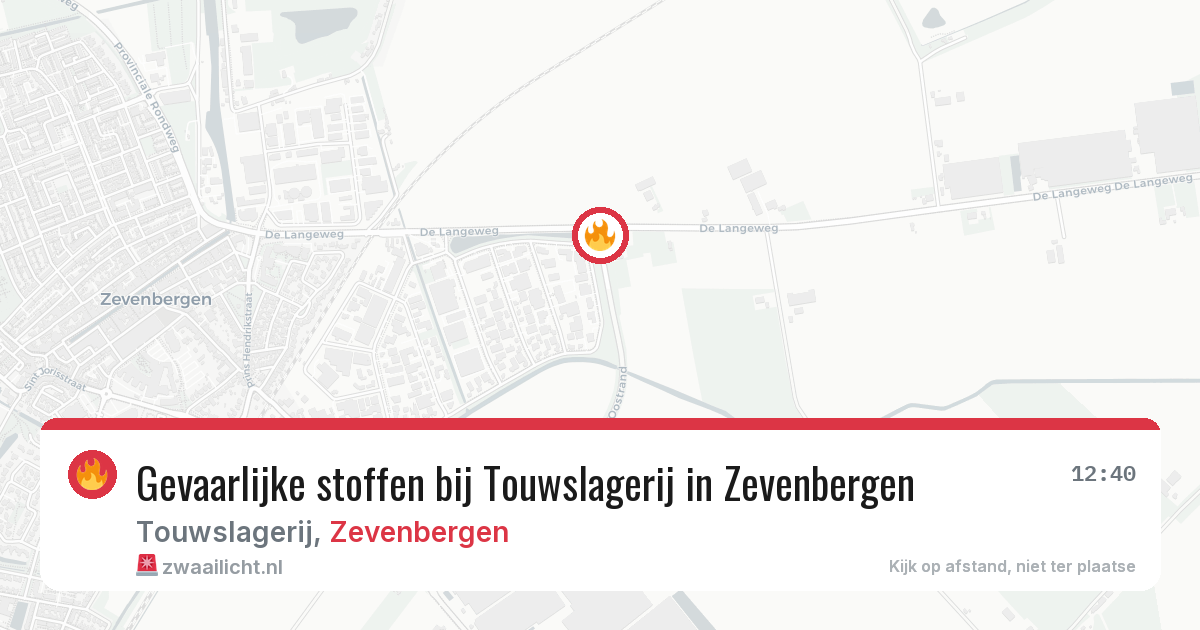 Gevaarlijke stoffen bij Touwslagerij in Zevenbergen — 6 jul 2026
