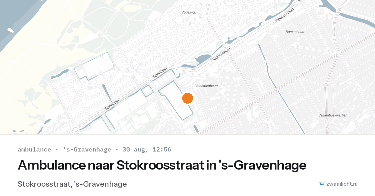 Ambulance naar Stokroosstraat in 's-Gravenhage — 30 aug 2026