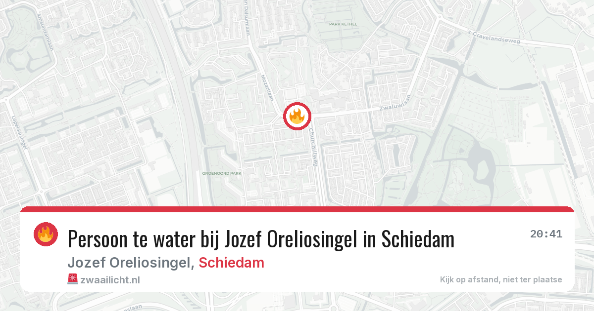 Persoon te water bij Jozef Oreliosingel in Schiedam — 26 mrt 2026