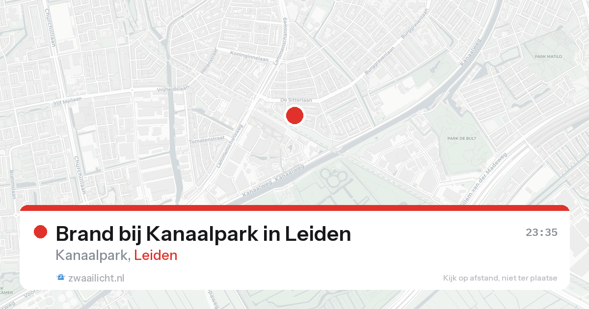 Brand bij Kanaalpark in Leiden — 17 aug 2026