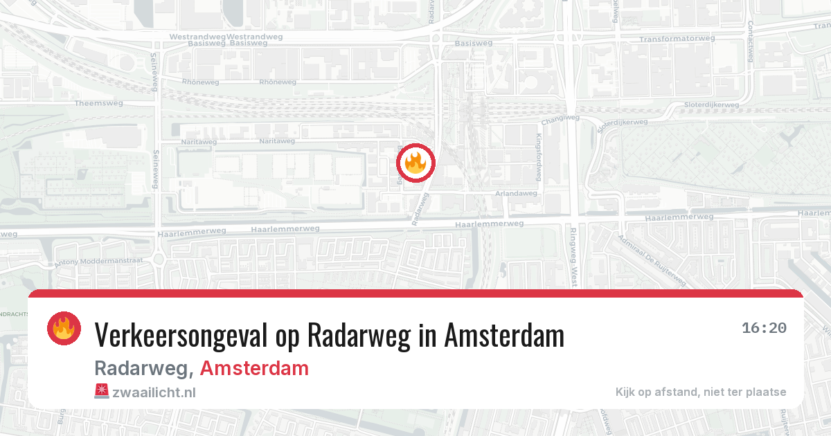 Verkeersongeval op Radarweg in Amsterdam — 23 mrt 2026