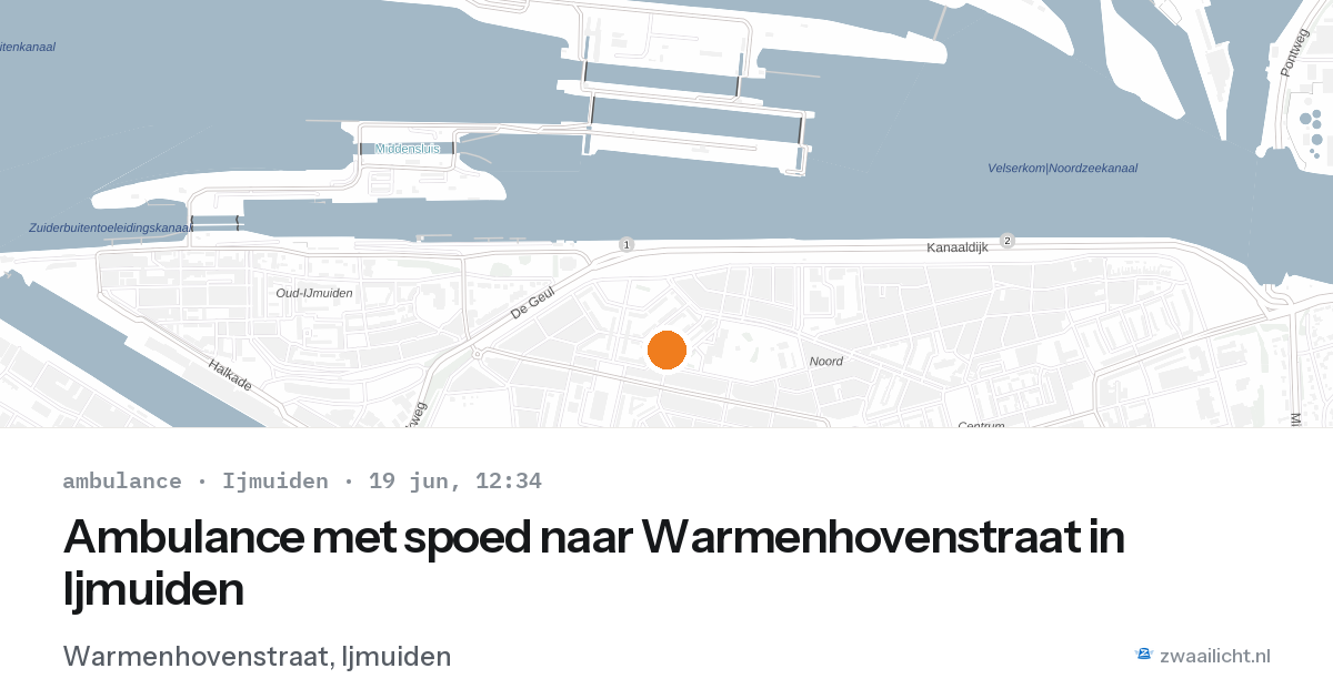 Ambulance met spoed naar Warmenhovenstraat in Ijmuiden — 19 jun 2026